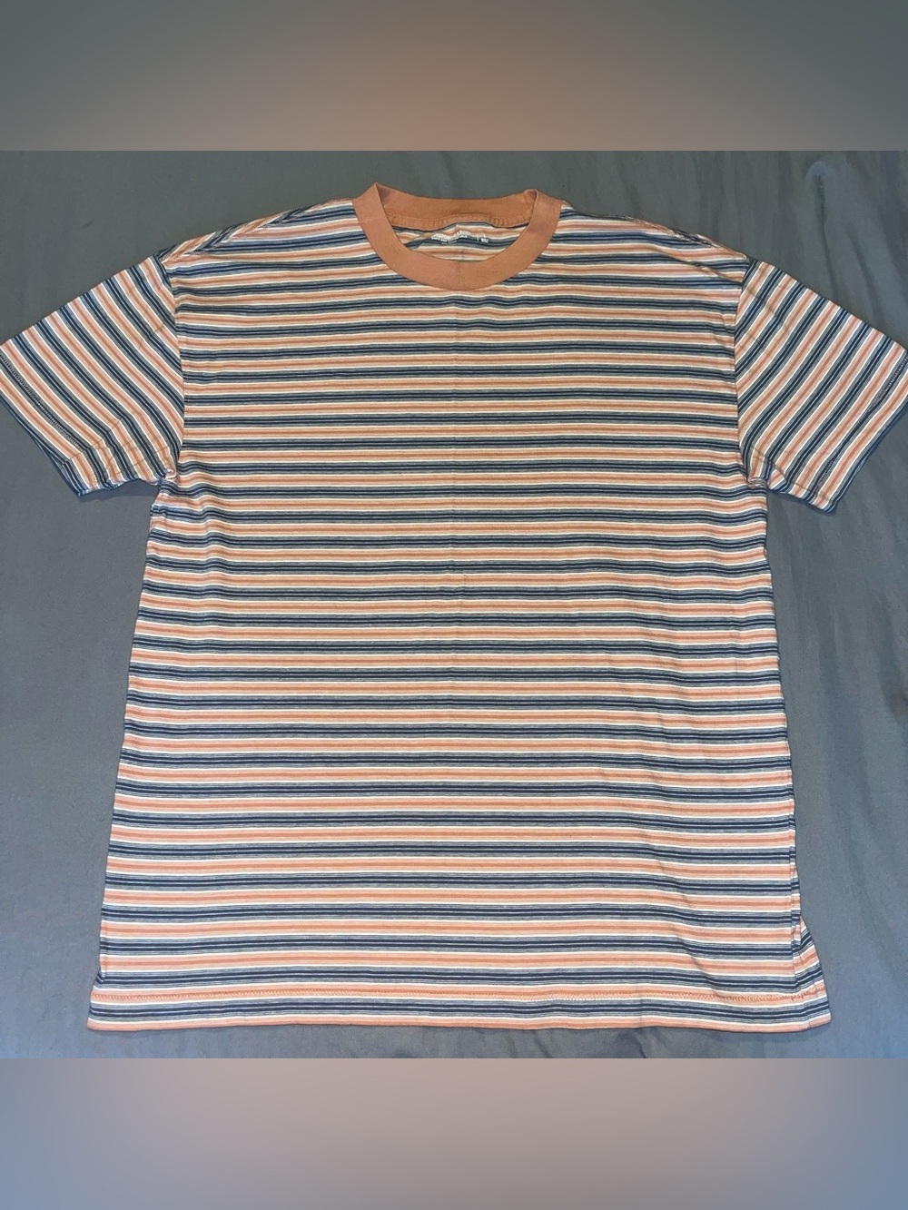 Abercrombie & Fitch Peach, Navy and White Striped Short-Sleeve Tee